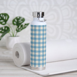 Blue and White Gingham Pattern Waterfles