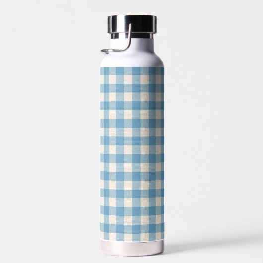 Blue and White Gingham Pattern Waterfles (Rechts)