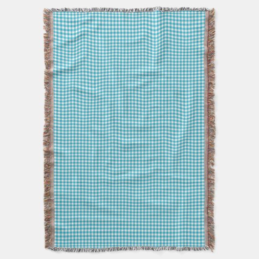 Blue and white gingham patterned blanket  deken (Voorkant Verticaal)
