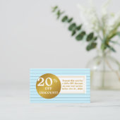 Blue and White Gold Label Discount Coupon Card (Staand voorkant)