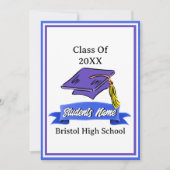 Blue and White Graduation Party Kaart (Voorkant)