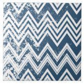 Blue and White Grunge Chevron Tegeltje (Voorkant)