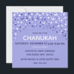 Blue and White Hanukkah Stars Kaart<br><div class="desc">Licht blauwe uitnodiging met witte en blauwe sterren die zich bovenaan groepeert.</div>