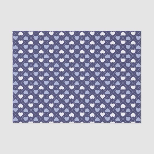 Blue and White Hearts Argyle Pattern Tissuepapier (Voorkant)