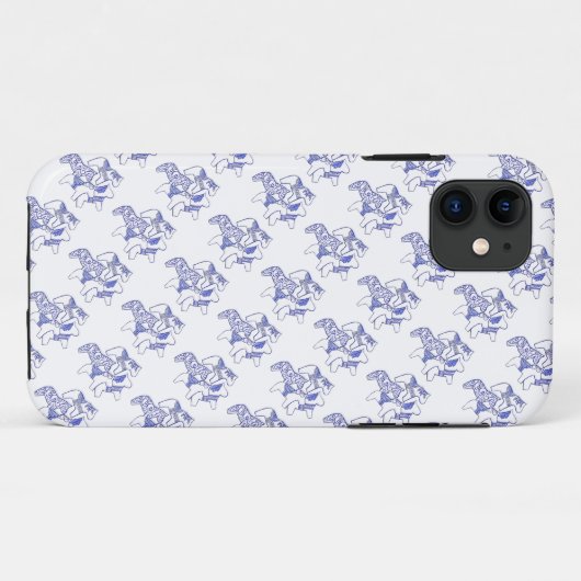 Blue and white Horse iPhone case (Achterkant (horizontaal))