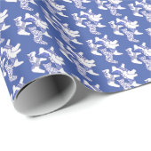 Blue and White Horses Wrapping Paper Cadeaupapier (Rol Hoek)