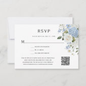 Blue and White Hydrangea, White Roses Floral RSVP Kaartje (Voorkant)