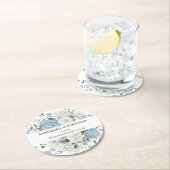 Blue and White Hydrangeas and Roses Floral Wedding Ronde Kartonnen Onderzetter (Insitu)