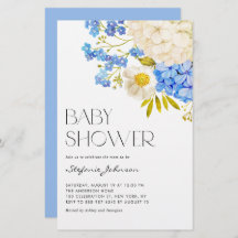 Blue and White Hydrangeas Baby shower Invitation