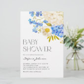Blue and White Hydrangeas Baby shower Invitation (Staand voorkant)