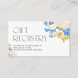 Blue and White Hydrangeas Baby shower Registry Informatiekaartje