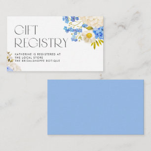 Blue and White Hydrangeas Baby shower Registry Informatiekaartje