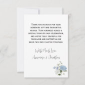 Blue and White Hydrangeas Floral Wedding Thank You Bedankkaart (Achterkant)