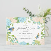 Blue and White Hydrangeas Rehearsal Dinner Kaart (Staand voorkant)