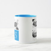 Blue and White Instagram Photo Collage Monogram Mok (Midden)