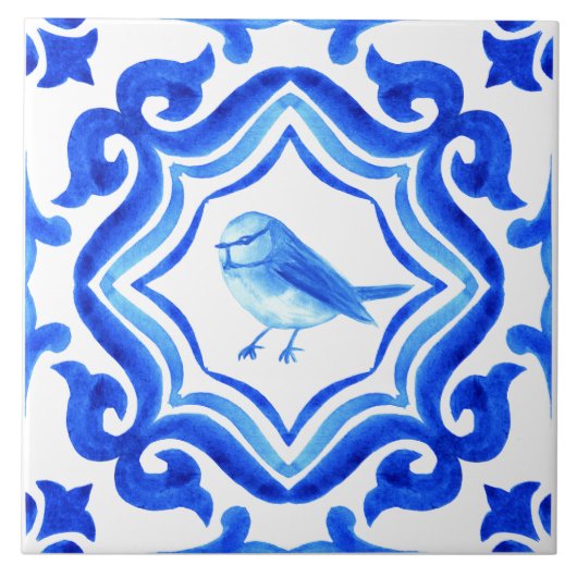 Blue and white Italian Hand Painted Mediterranean  Tegeltje (Voorkant)