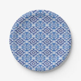 Blue and White Italian tile Plate Papieren Bordje