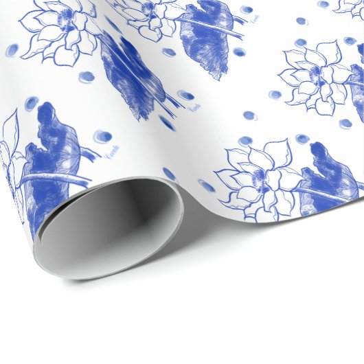 Blue and White Japanese traditional Cadeaupapier (Rol Hoek)
