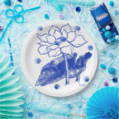 blue and white Japanese traditional plate 紙皿 大 Papieren Bordje (Feest)