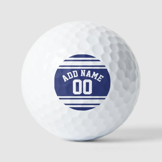 Blue and White Jersey Stripes Custom Name Number Golfballen (Voorkant)