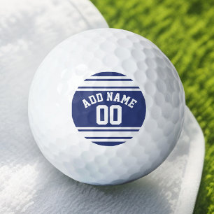Blue and White Jersey Stripes Custom Name Number Golfballen