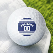 Blue and White Jersey Stripes Custom Name Number Golfballen