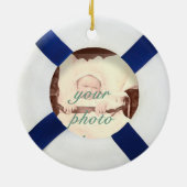 Blue and White Life Preserver Photo Lijst Keramisch Ornament (Achterkant)