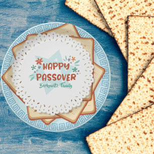 Blue and White Matzah Jewish Holiday Passover Papieren Bordje