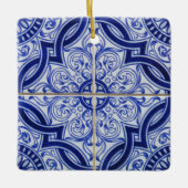 Blue and White Mediterranean Azulejo Tile Pattern Keramisch Ornament (Voorkant)