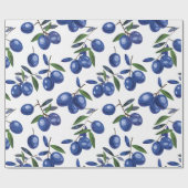 Blue and white Mediterranean Olives Cadeaupapier (Vlak)