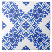 Blue and White Mediterranean Patterned Tegeltje (Voorkant)