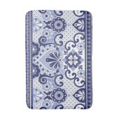 Blue and White Mexican Talavera Folk Art Tegel Badmat (Voorkant Verticaal)