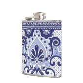 Blue and White Mexican Talavera Folk Art Tegel Heupfles (Links)