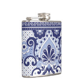 Blue and White Mexican Talavera Folk Art Tegel Heupfles (Rechts)