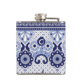 Blue and White Mexican Talavera Folk Art Tegel Heupfles (Achterkant)