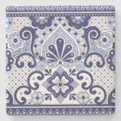 Blue and White Mexican Talavera Folk Art Tegel Stenen Onderzetter (Voorkant)