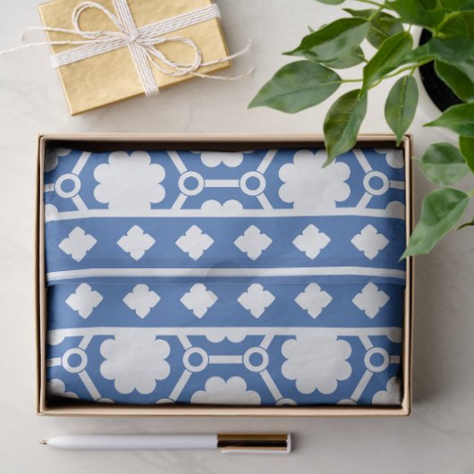Blue and White Modern Bone Inlay Decoupage Paper Tissuepapier (Geschenk)