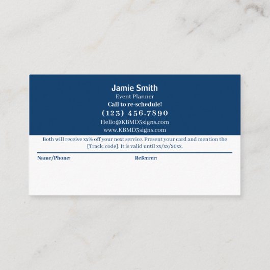 Blue and White Modern Combo Thank You & Aanbevelingskaartje (Achterkant)