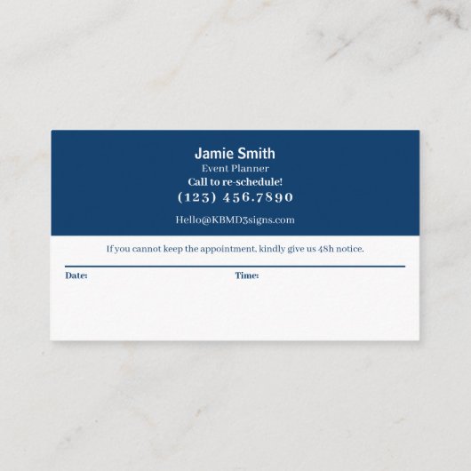 Blue and White Modern Combo Thank You & Afsprakenkaartje (Achterkant)