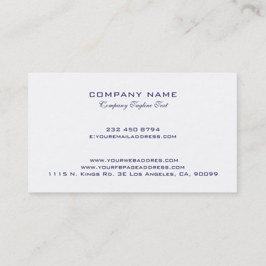 Blue and White Modern Minimalistic Design Visitekaartje (Achterkant)