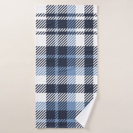 Blue and White modern tartan plaid Scottish seamle Badhanddoek (Badhanddoek)