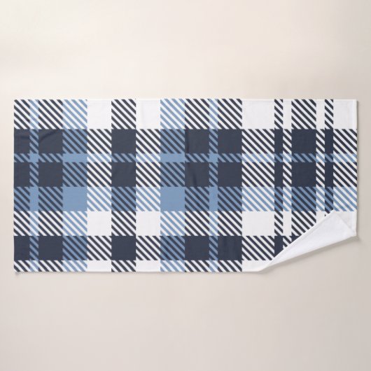 Blue and White modern tartan plaid Scottish seamle Badhanddoek (Badhanddoek)