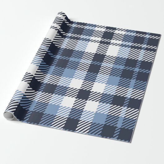 Blue and White modern tartan plaid Scottish seamle Cadeaupapier (Uitgerold)