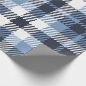 Blue and White modern tartan plaid Scottish seamle Cadeaupapier (Hoek)