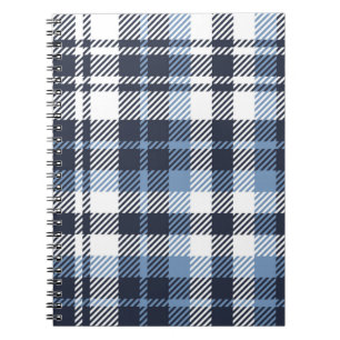 Blue and White modern tartan plaid Scottish seamle Notitieboek