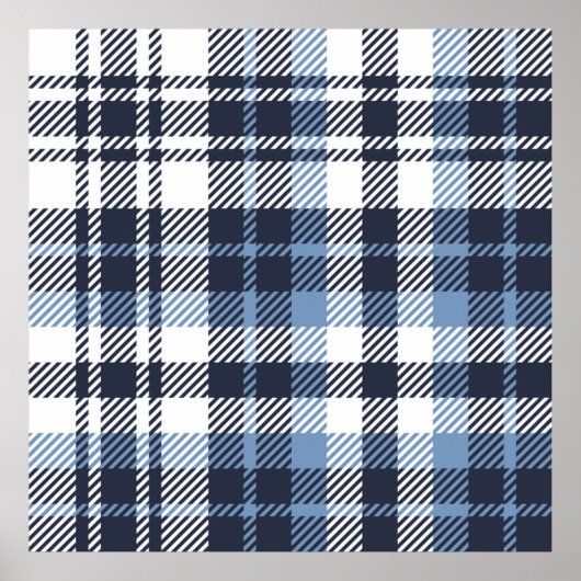 Blue and White modern tartan plaid Scottish seamle Poster (Voorkant)