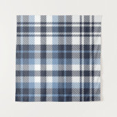 Blue and White modern tartan plaid Scottish seamle Wandkleed (Voorkant (horizontaal))