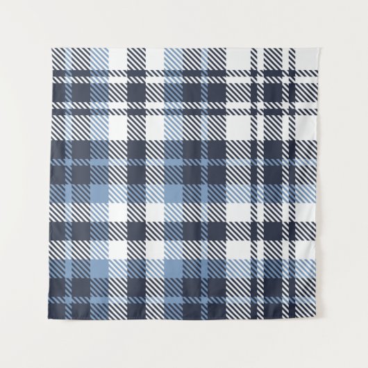 Blue and White modern tartan plaid Scottish seamle Wandkleed (Voorkant (horizontaal))
