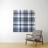 Blue and White modern tartan plaid Scottish seamle Wandkleed (In Situ (horizontaal))