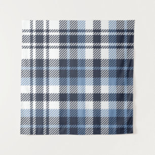 Blue and White modern tartan plaid Scottish seamle Wandkleed